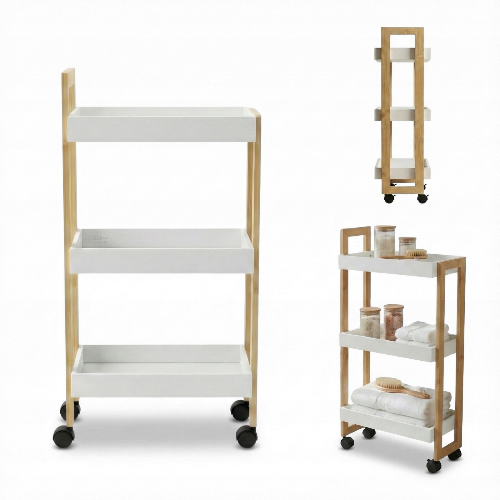 Úzký regál na kolečkách Asem, 80 cm