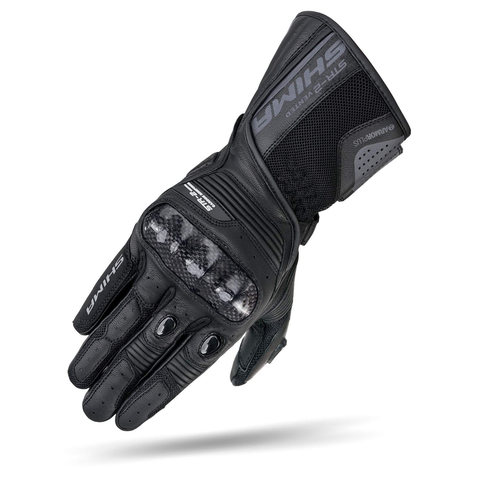 Dlhé športové motocyklové rukavice Shima STR-2 Vented Black 3XL