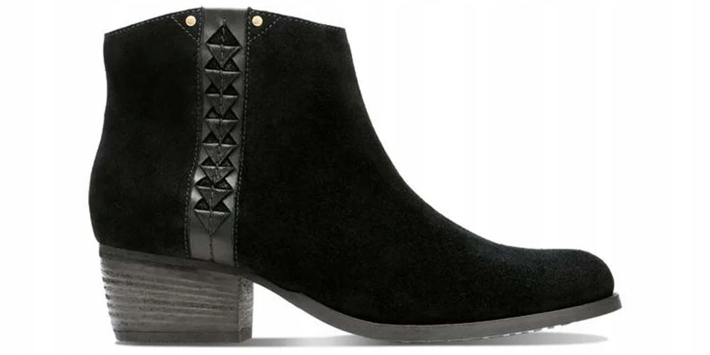 Clarks Dámské kotníkové boty Maypearl Fawn na podpatku velikost 36 černý semiš