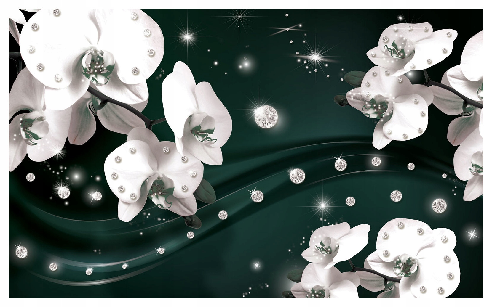 Fototapeta Orchideje s diamanty na mořském pozadí vinylová 368x254 lepidlo