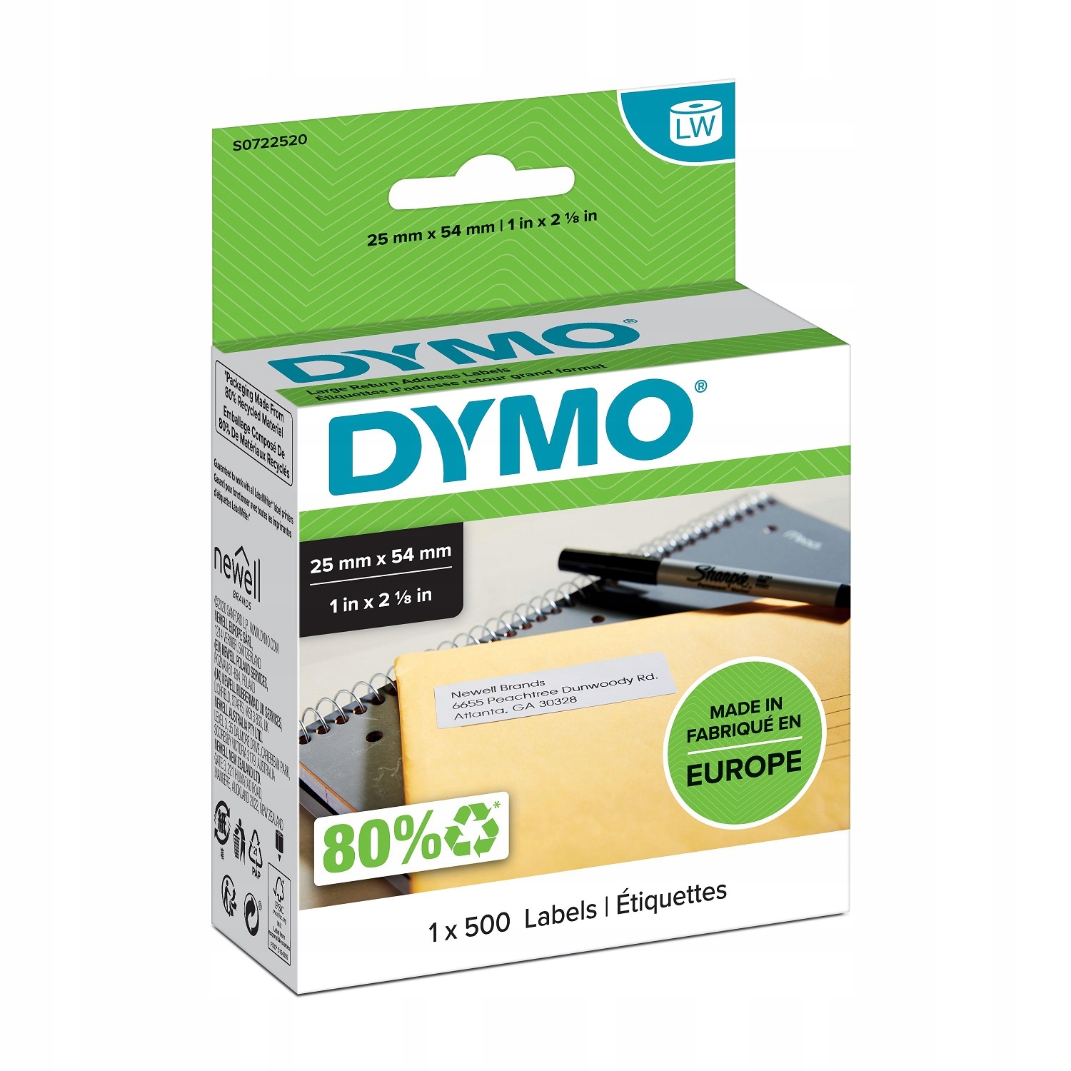 

Dymo Etykiety 11352 S0722520 25x54mm 500szt