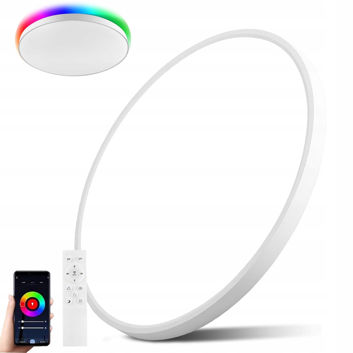 Plafon Led Ściemnialny Lampa sufitowa 30cm Biały panel Okrągły z Pilotem