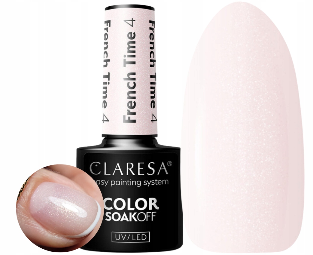 CLARESA FRENCH TIME 4 LAKIER HYBRYDOWY FRENCH MANICURE PERLISTY RÓŻ Z DROB