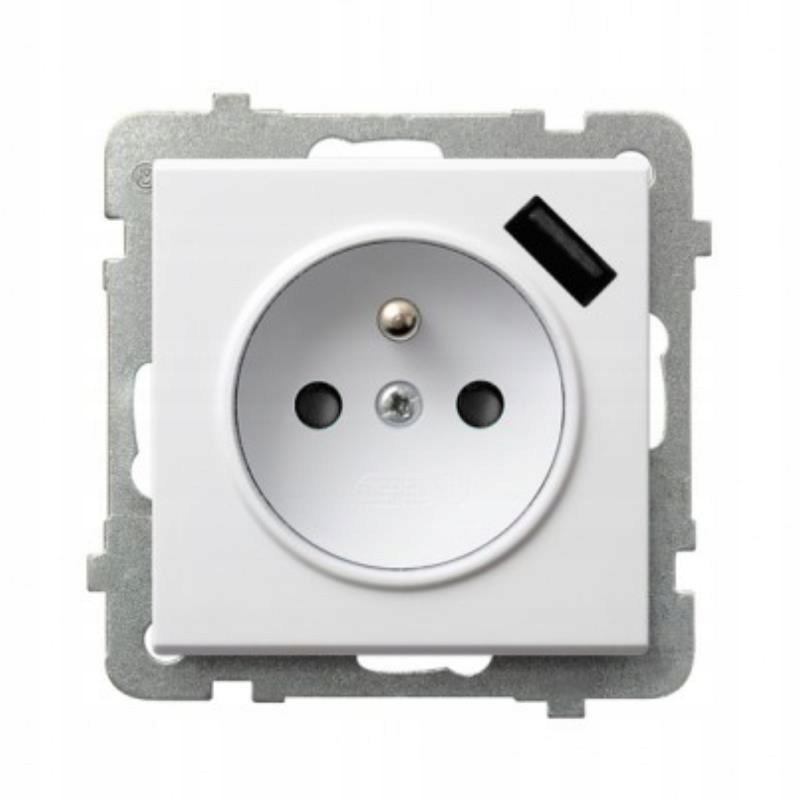 Ospel Sonáta bílá zásuvka s uzemněním Usb GP-1RZPUSB/m/00