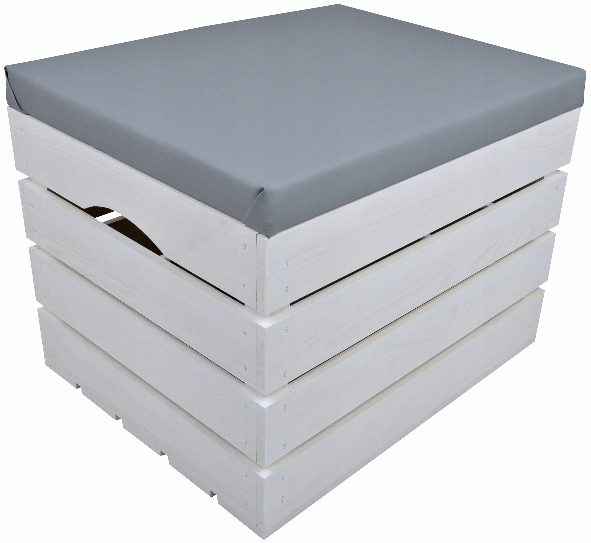 Taburet Bílá, Čalouněná Sedákem Z Ekokůže Kufer