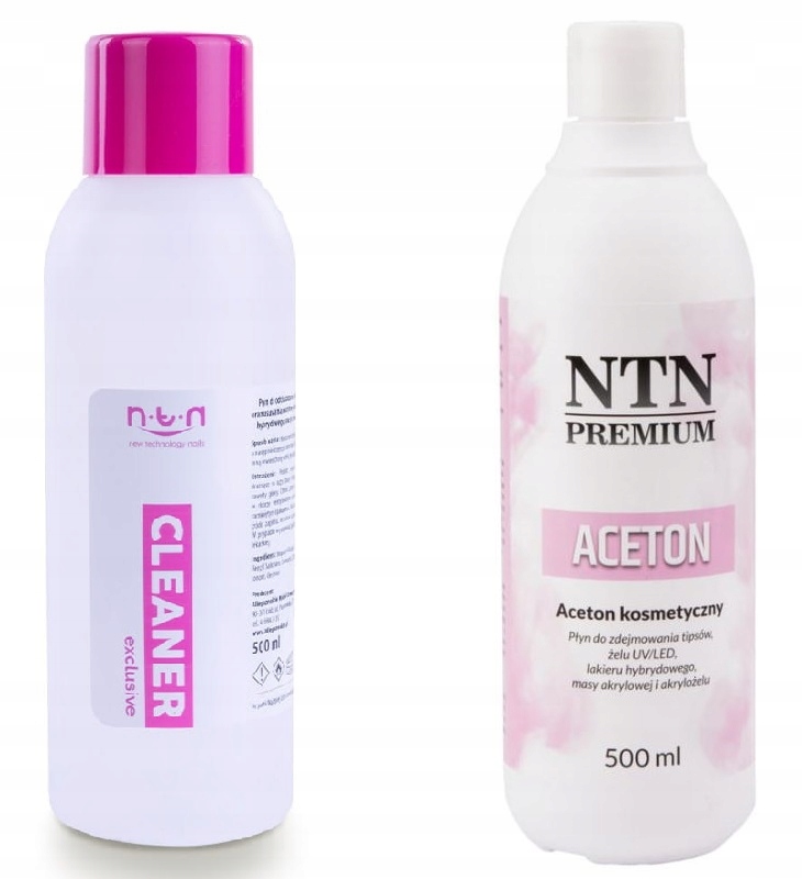 2x500ml Cleaner + Aceton płyny do paznokci NTN
