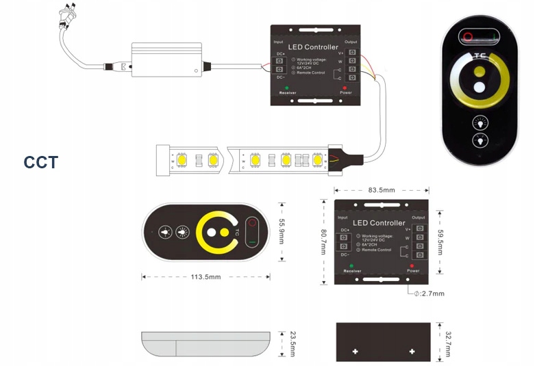 Sterownik led CCT RF 12-24V 144W 12A Touch Pilot Kod producenta 1288