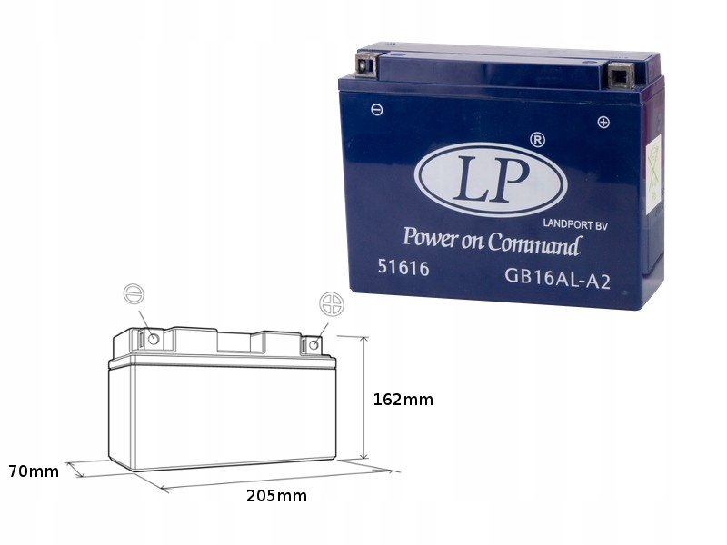 Landport Gélová Batéria GB16AL-A2 (mg LB16AL-A2) (YB16ALA2) Bezúdržbová