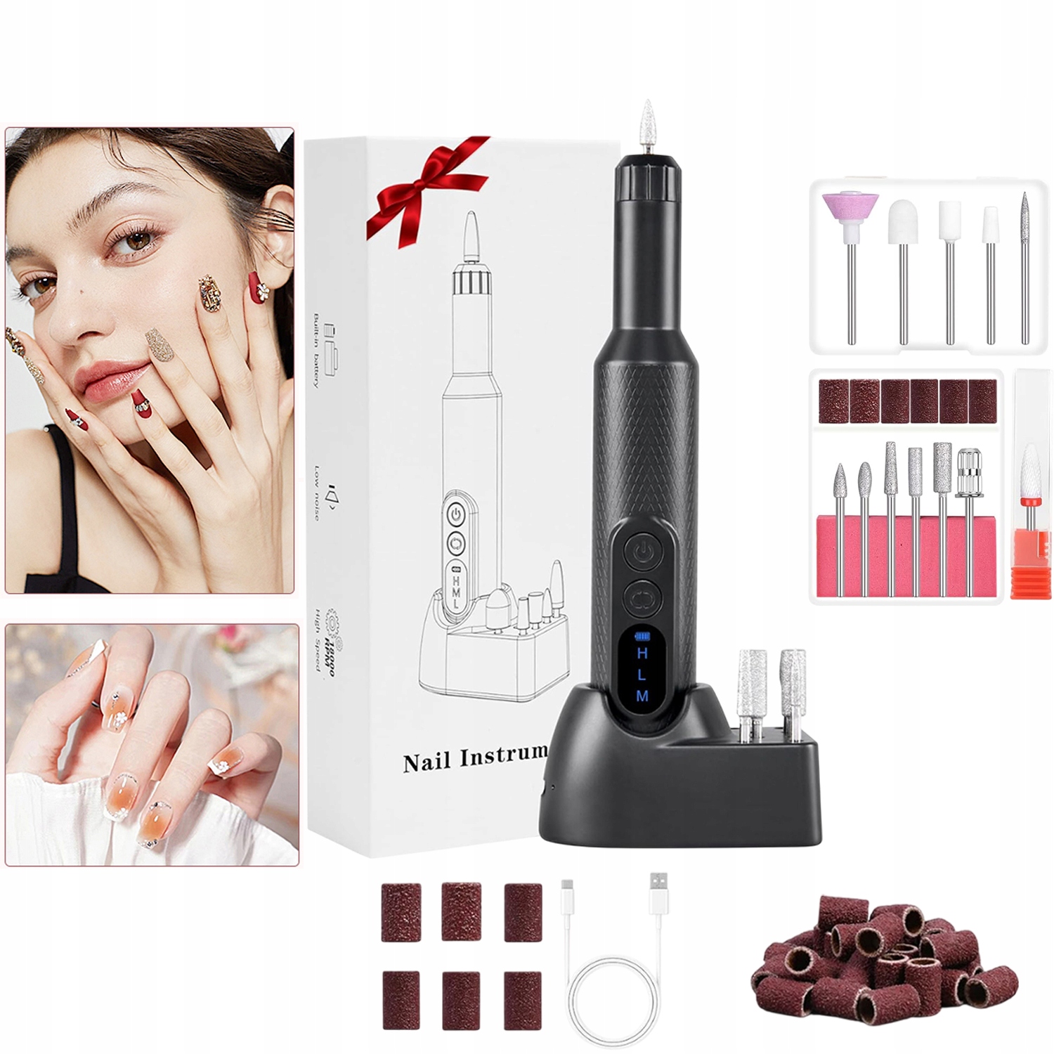 Bruska Sada 6 Fréz Bezdrátová Kompaktní A Výkonná Černá