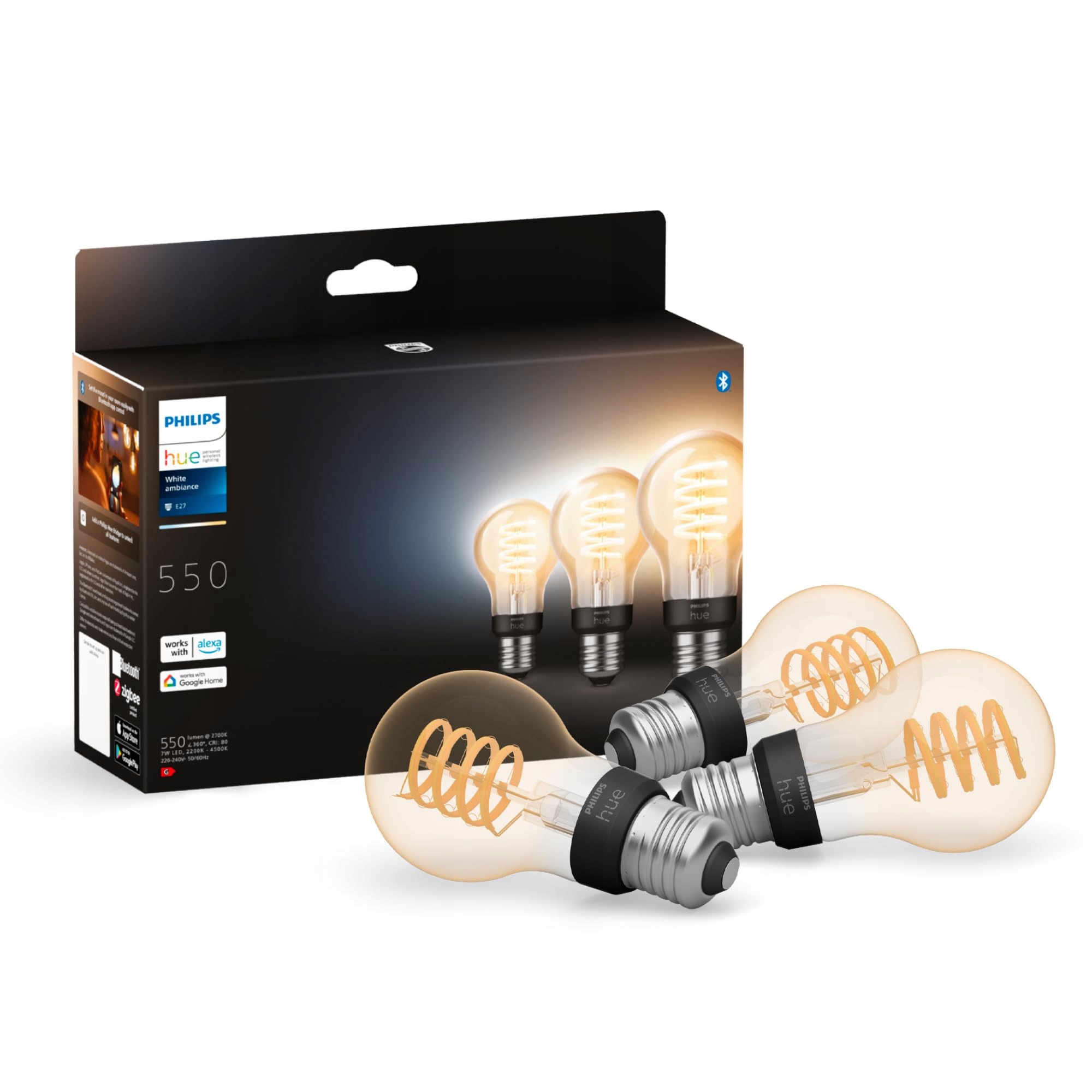 Žiarovky Philips Hue White Ambience 3 ks E27, 7 W