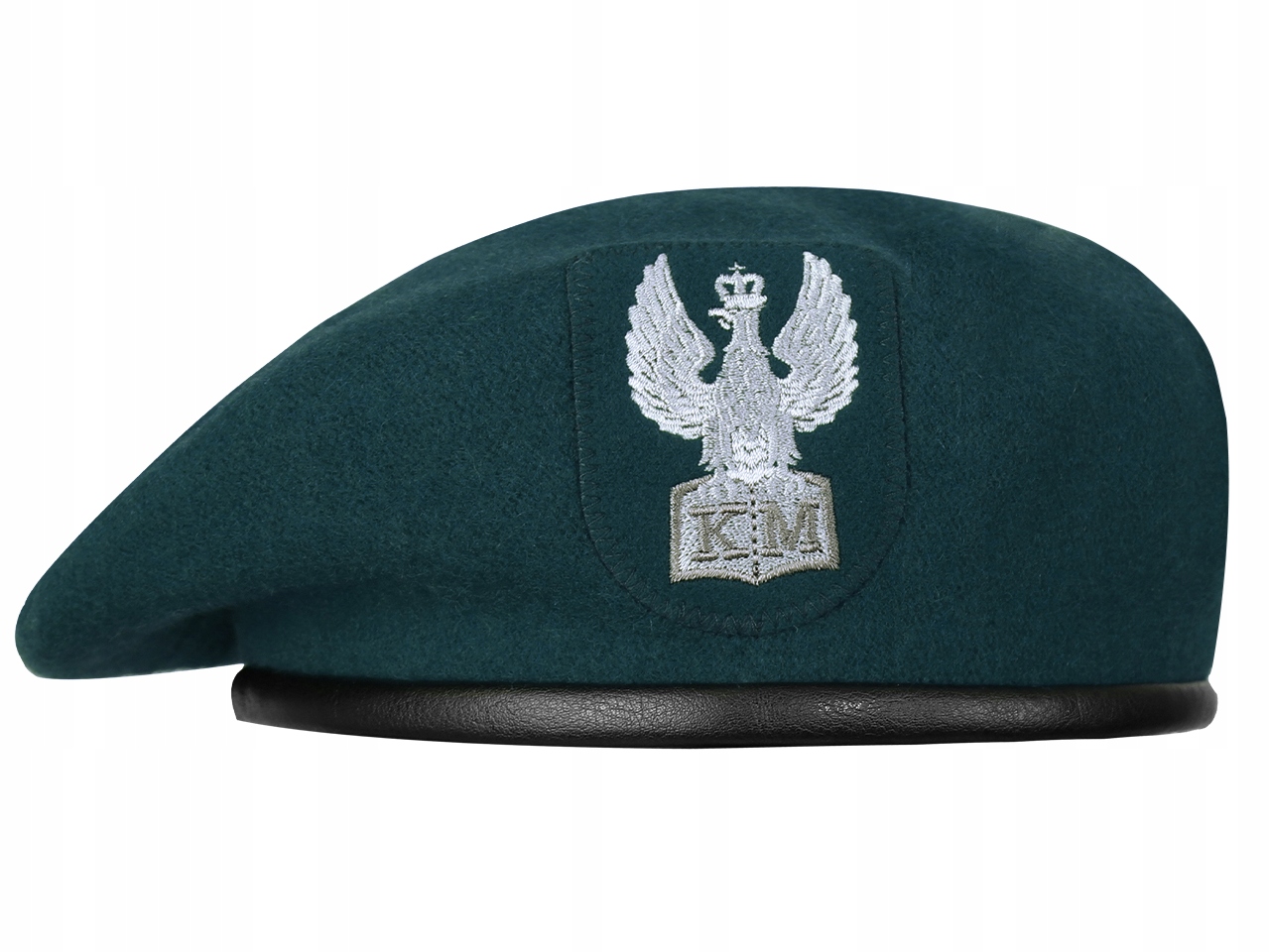 Beret Wojskowy Klasa Mundurowa z Orłem Polski Wojskowy Wełniany Zielony 52