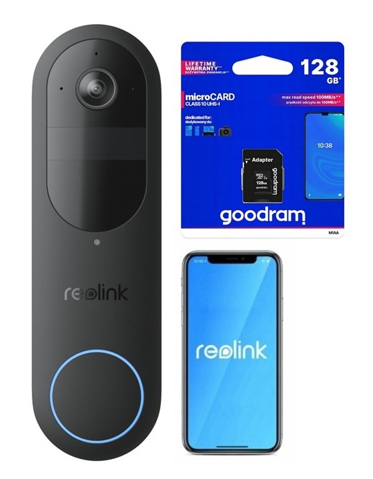 Videozvonček Reolink D340B Akumulátorový WiFi 2K Hd 4MP Karta 128GB