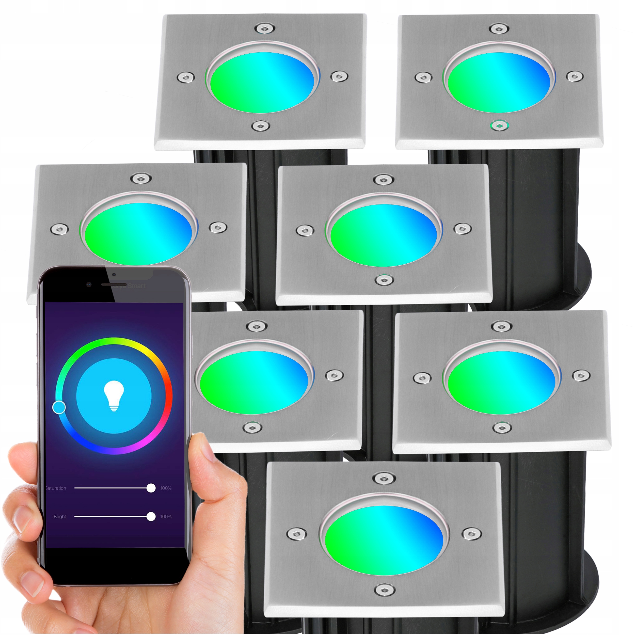 7x Oświetlenie Najazdowe Żarówka Rgb Smart IP65 230V Sterowanie Aplikacją