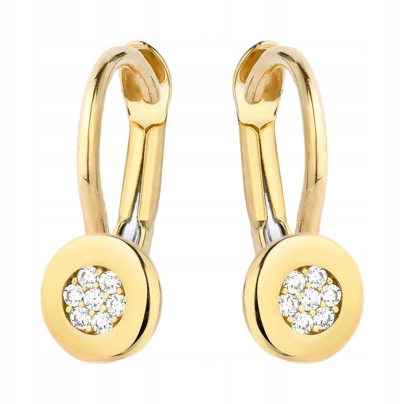 Krásné Zlaté Náušnice pr. 585 Kolečko se zirkony