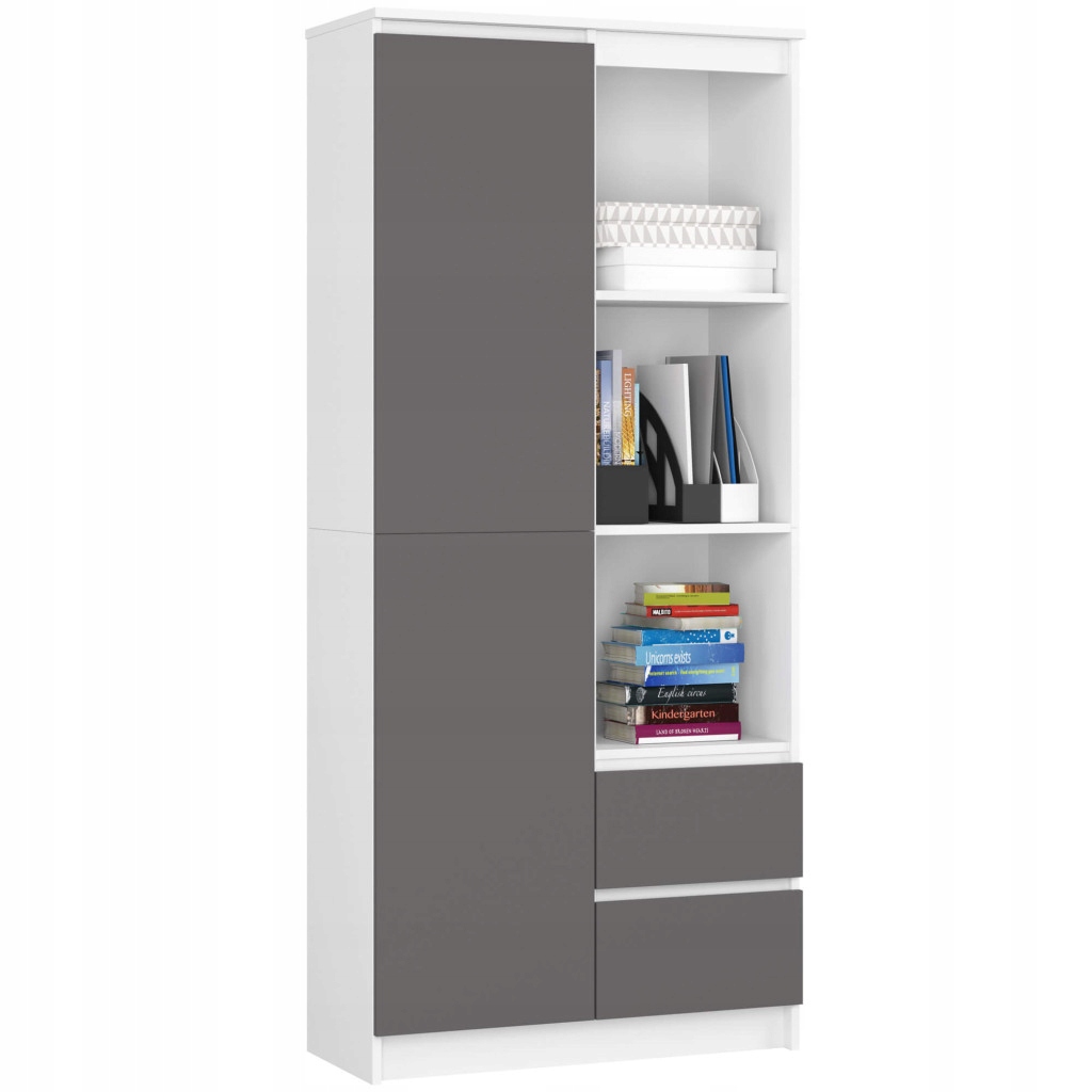 Kancelářský regál R11 Clp 80 cm bílý-grafit na knihy Akd