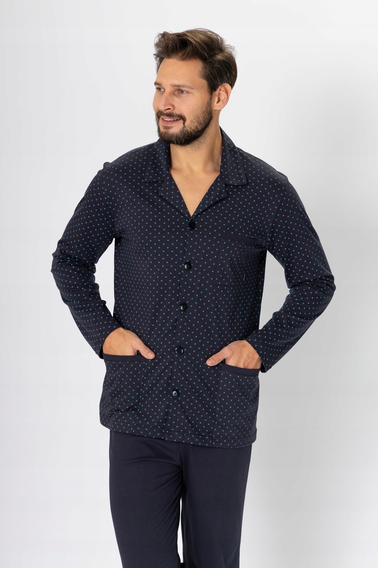 Pánské rozepínací pyžamo Roger – 100% bavlna, pohodlí a funkčnost