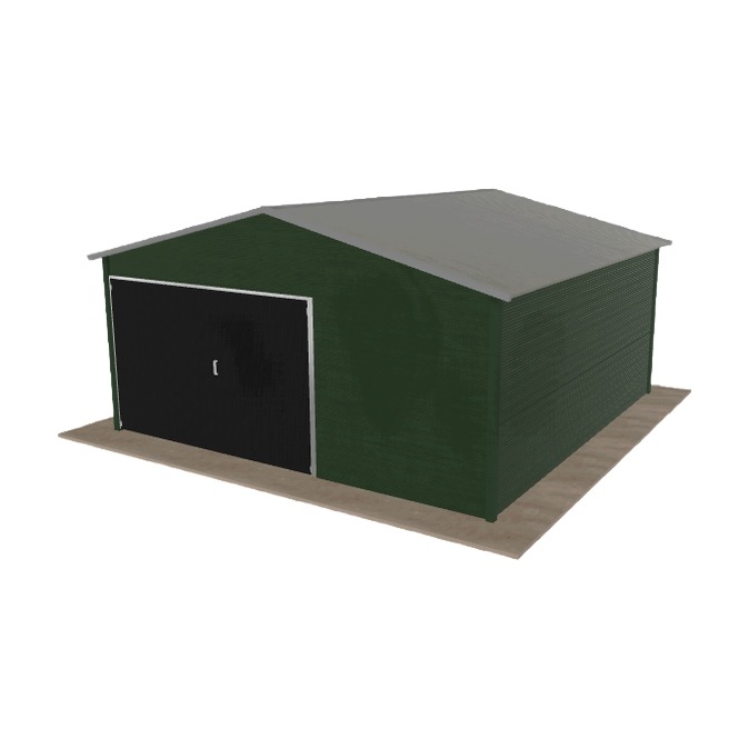 Plechová garáž 5x5 m jednopolohová, dvoupolohová, zelená