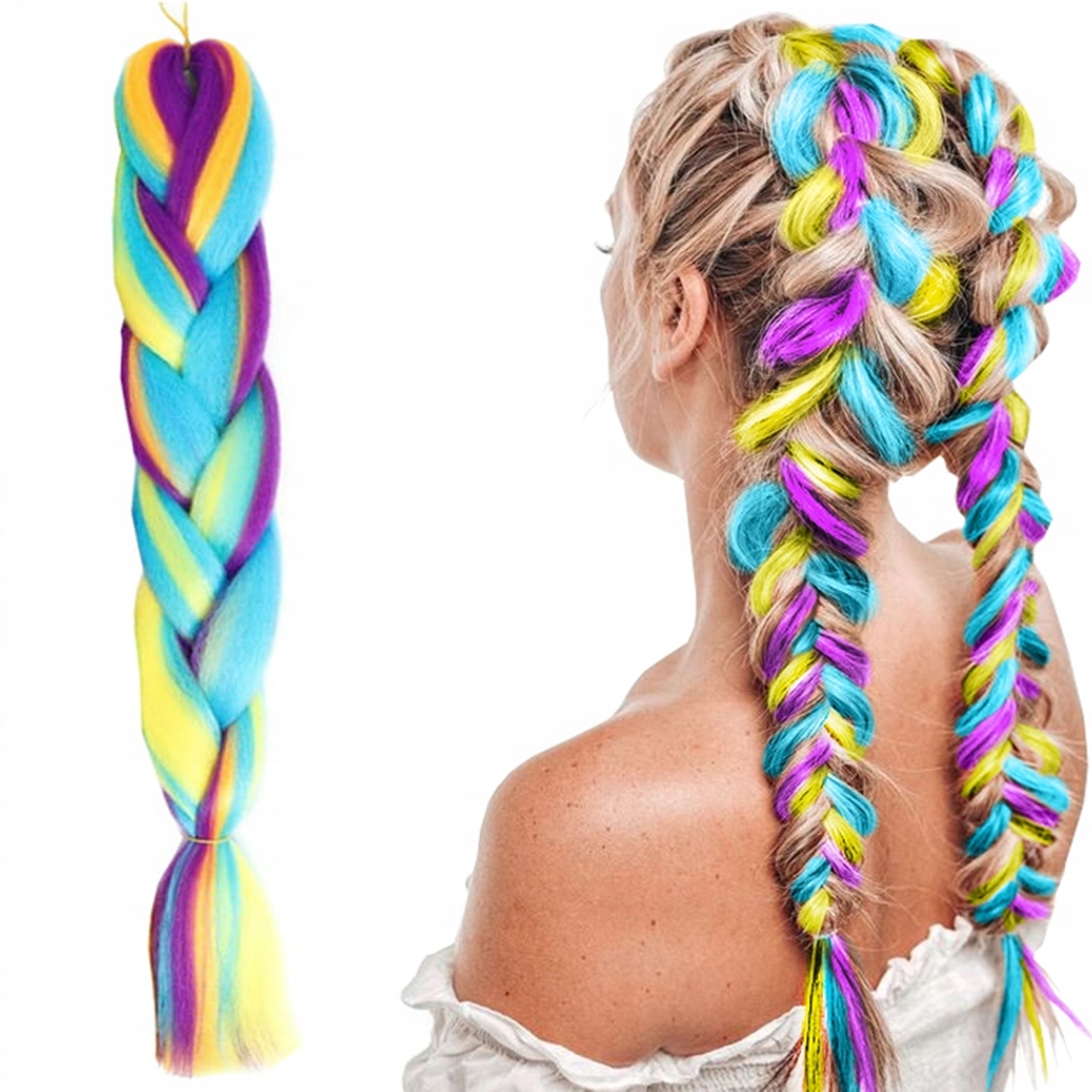 WŁOSY SYNTETYCZNE DO WARKOCZYKÓW OMBRE KOLOROWE WARKOCZYKI PASMA 130CM