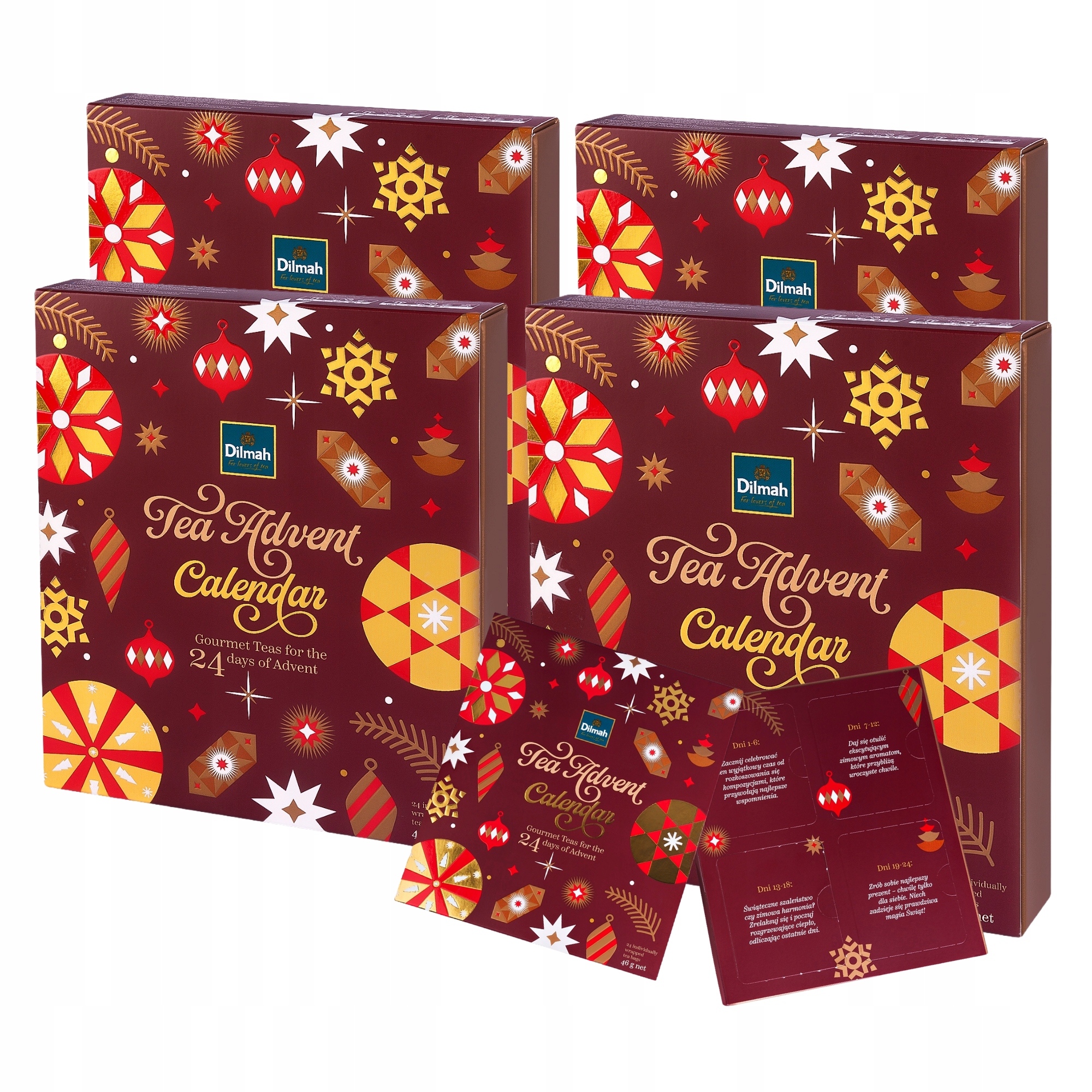 Herbaciany Kalendarz Adwentowy z Herbatami Dilmah 24 herbaty na 24 dni x4