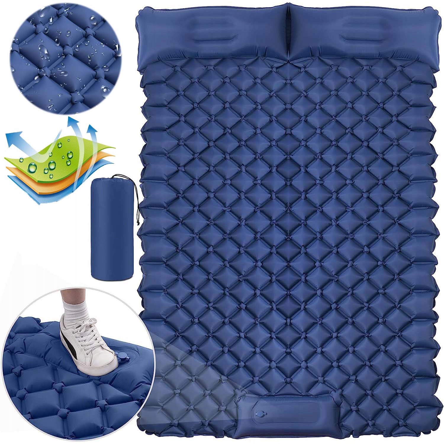 Matrace Nafukovací Dvoulůžková Podložka Ultralehká KARIMATKA190*120*8 CM Přenosná