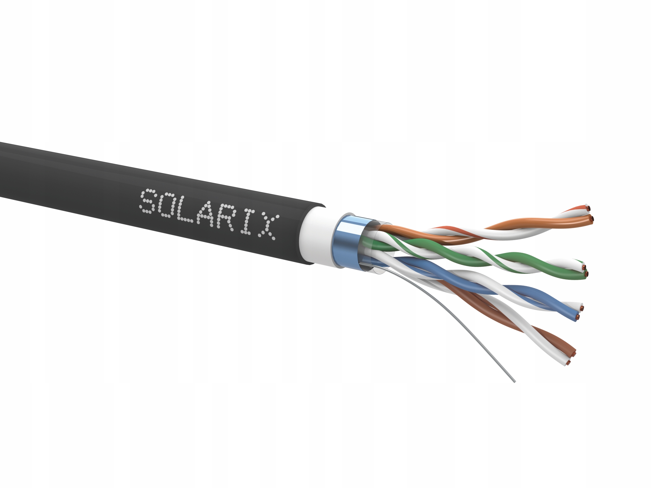 Inštalačný kábel Solarix CAT5E Ftp Pvc+pe Fca dvojitý plášť 305m/ cievka…