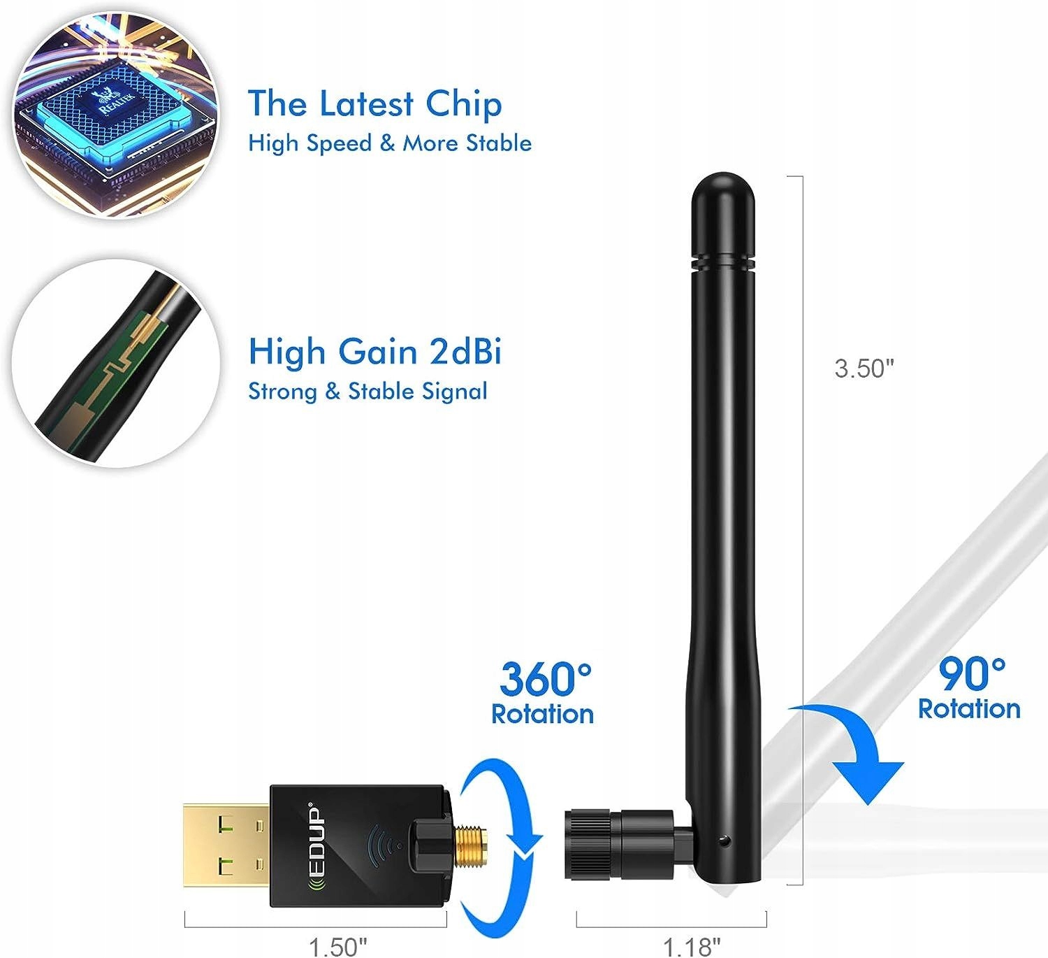 Bezprzewodowa karta sieciowa EDUP 5 GHz i 2,4 GHz Kod producenta DS02523