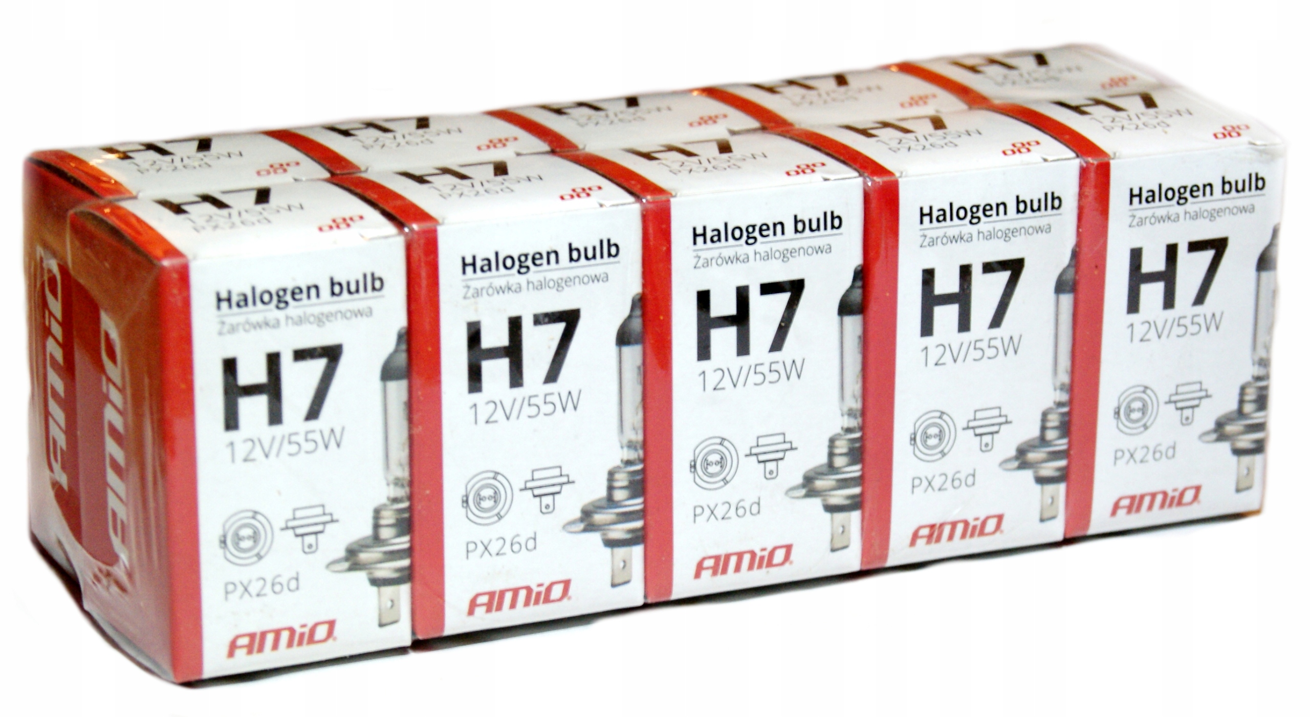 

10 X Żarówka H7 Halogenowa 12V 55W Filtr Uv E4