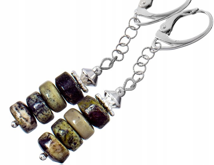 Tyrkysová Žlutá Krásné Dlouhé Náušnice Stříbro