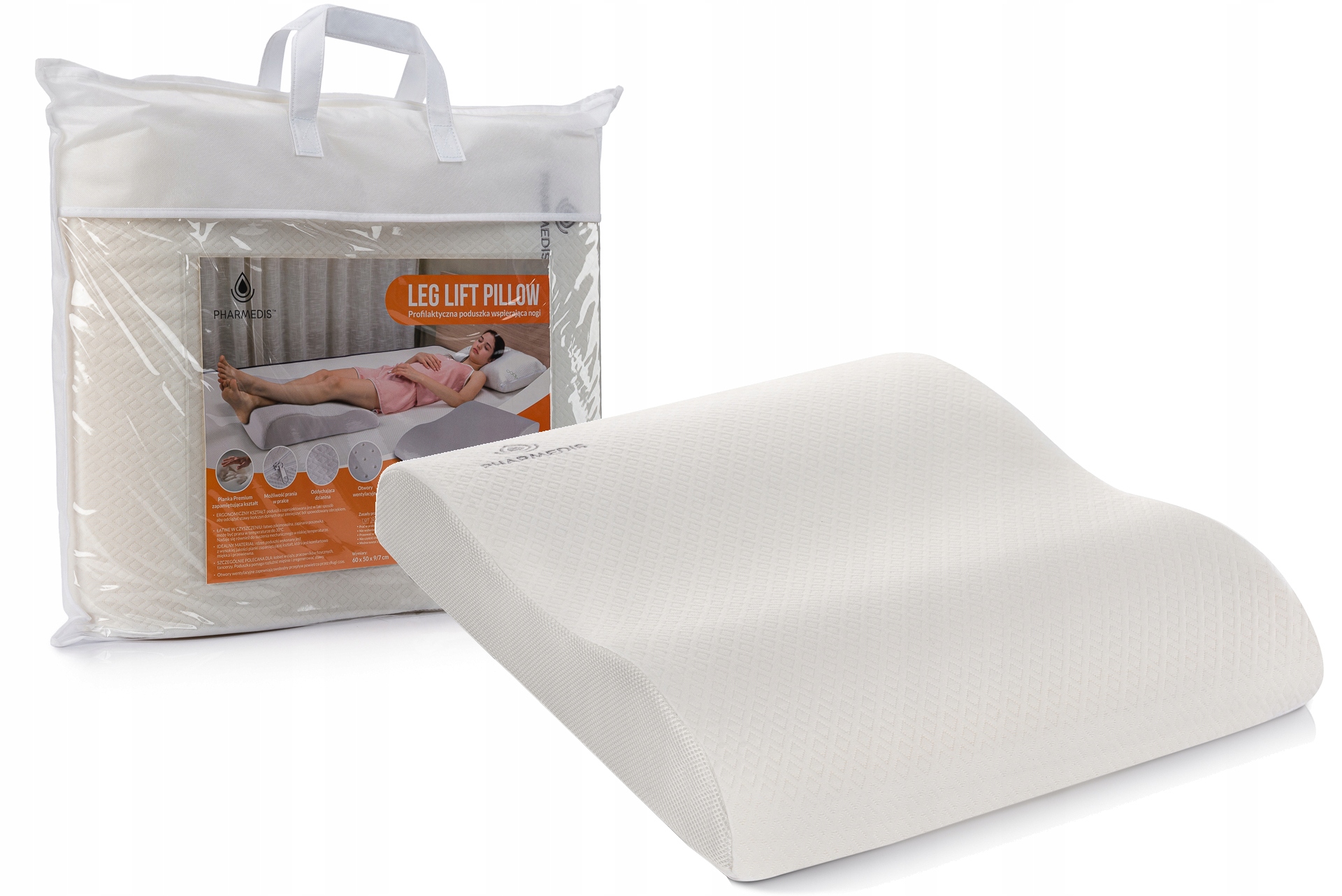 Poduszka Wspierająca Nogi Podparcie Spanie Na Plecach Pianka Memory