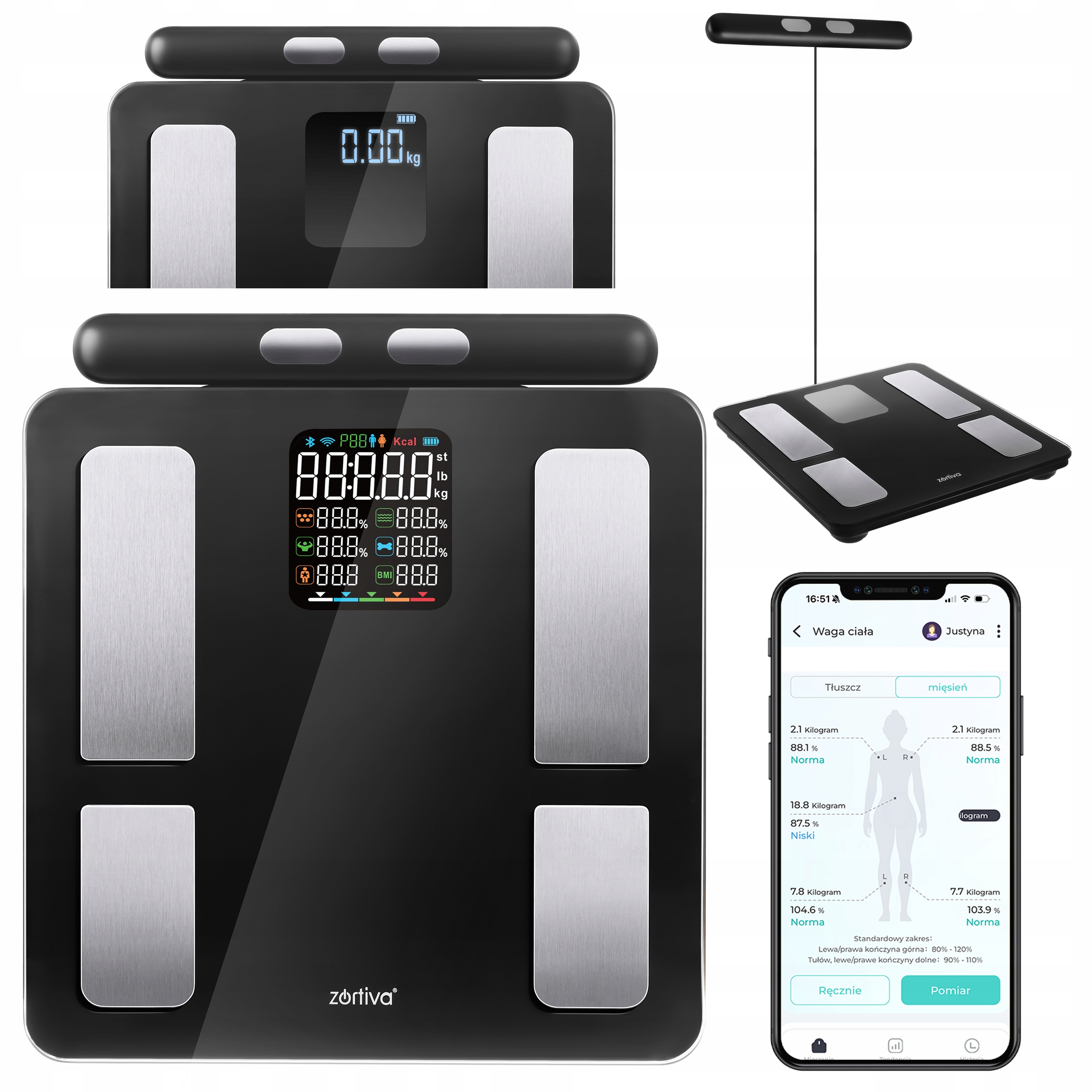 Analytická Koupelnová Váha 8 elektrod Měření tuku Aplikace v polštině