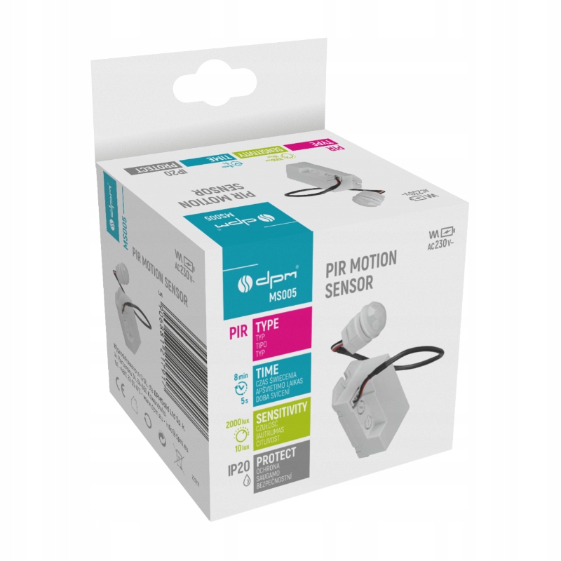 Czujnik ruchu PIR z sondą, IP20, biały Rodzaj czujnika czujnik ruchu