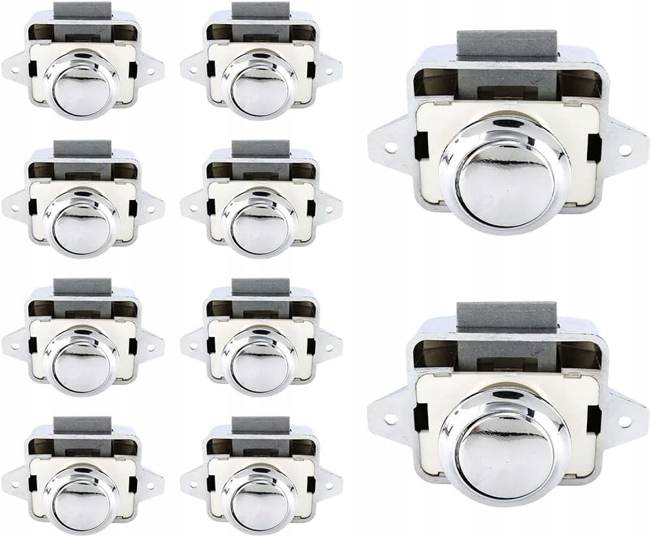 10 x Jednostranný nábytkový zámek pro přívěs pushlock push-lock komplet