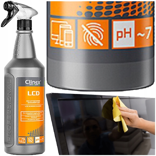 CLINEX LCD PŁYN DO CZYSZCZENIA EKRANÓW MONITORÓW TV 1L SPRAY ODTŁUSZCZA