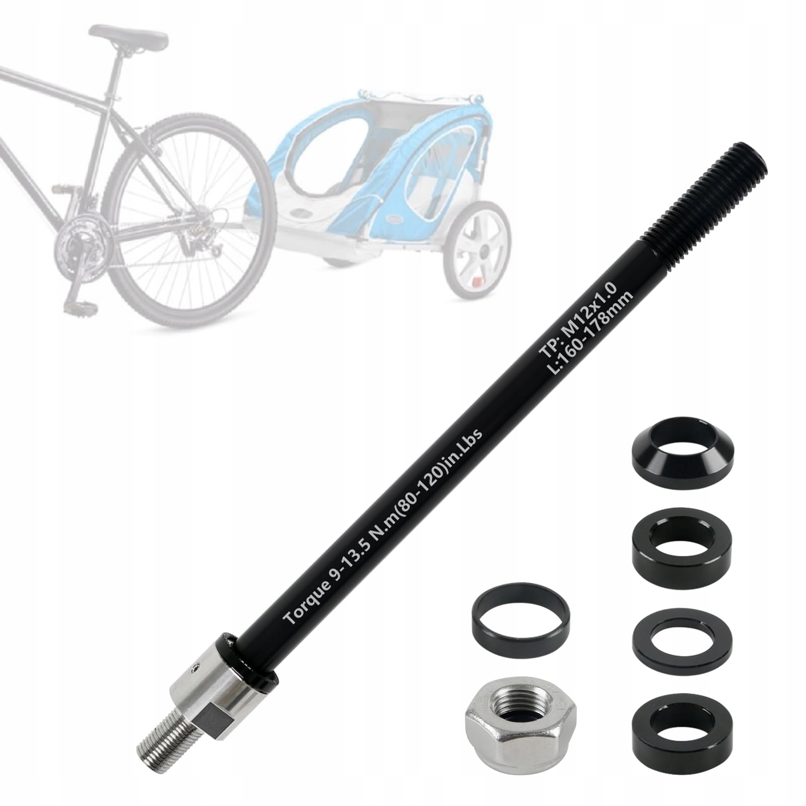 Sztywna Oś Rowerowa Adpater Do Przyczepki M12x1 160-178 TC01