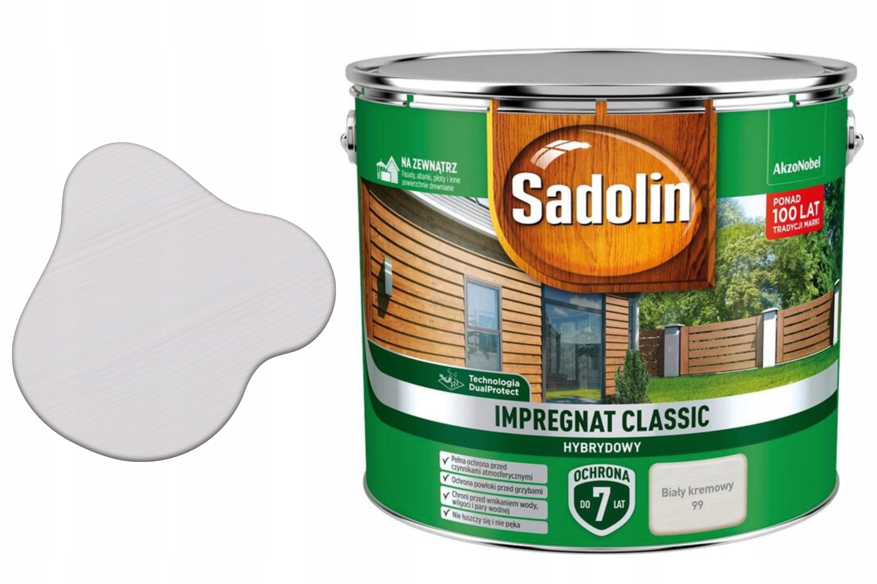 Sadolin Wydajny Impregnat Do Drewna Classic Hybrydowy Biały kremowy 9L