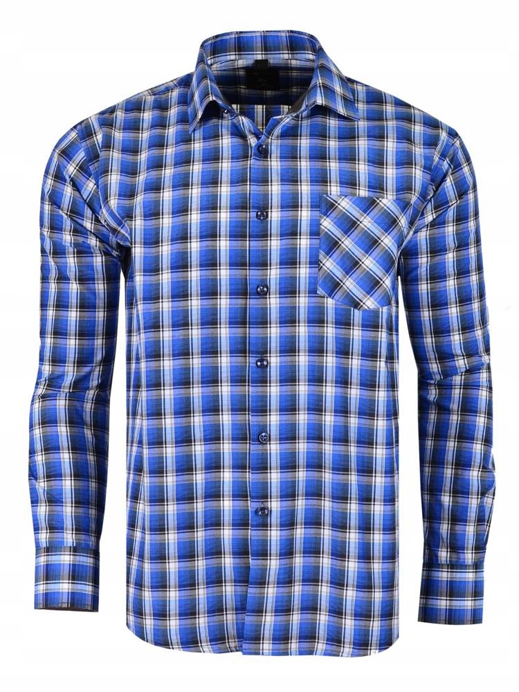 

44/45 Koszula Kratka Chabrowa Długi Rękaw