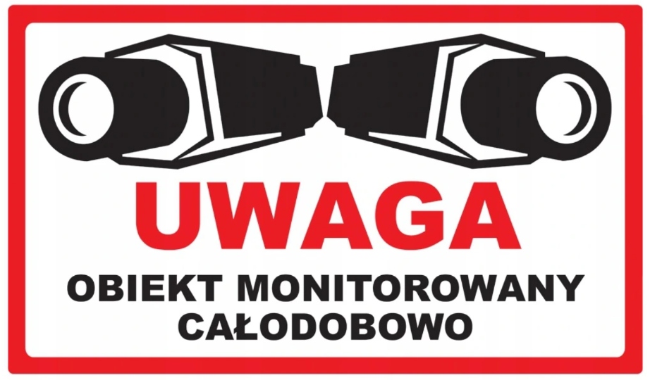 TABLICA UWAGA OBIEKT MONITOROWANY CAŁODOBOWO 35x25