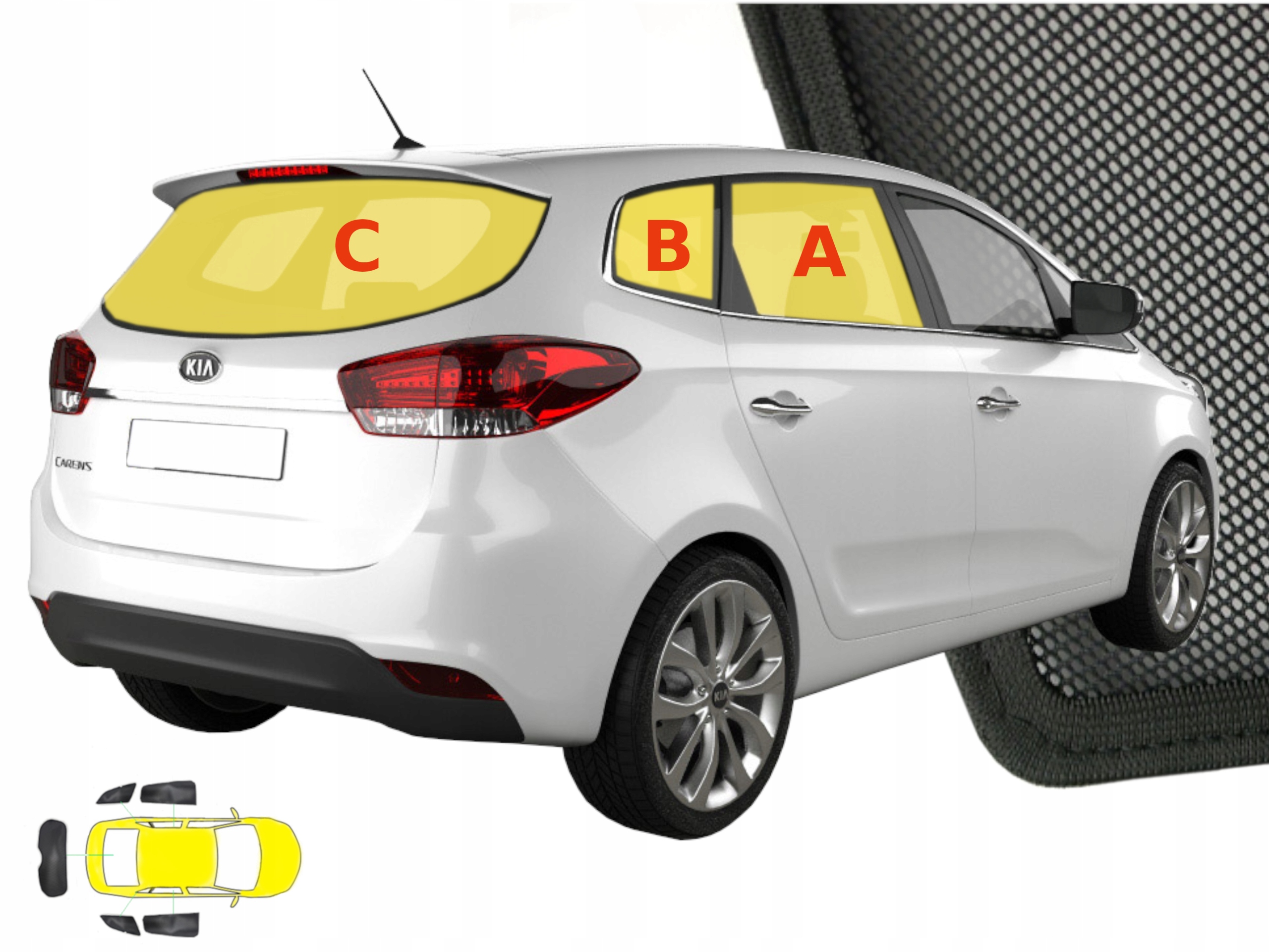 Kryty na sklo a slnečnú clonu pre auto Kia Carens IV 4 5ks