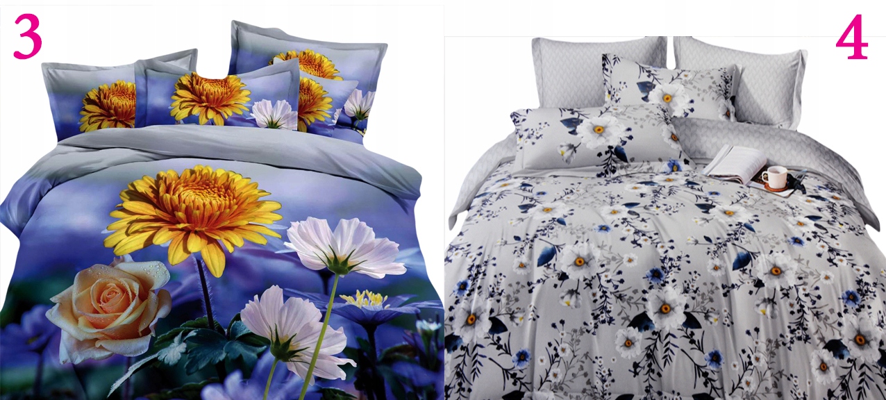 3D POŚCIEL 100% SATYNA BAWEŁNIANA 200X220 4cz. Długość poszewki na kołdrę 220 cm