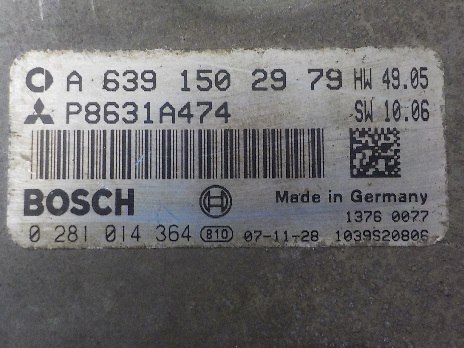 MITSUBISHI COLT VI computer control unit A6391502979 0281014364
