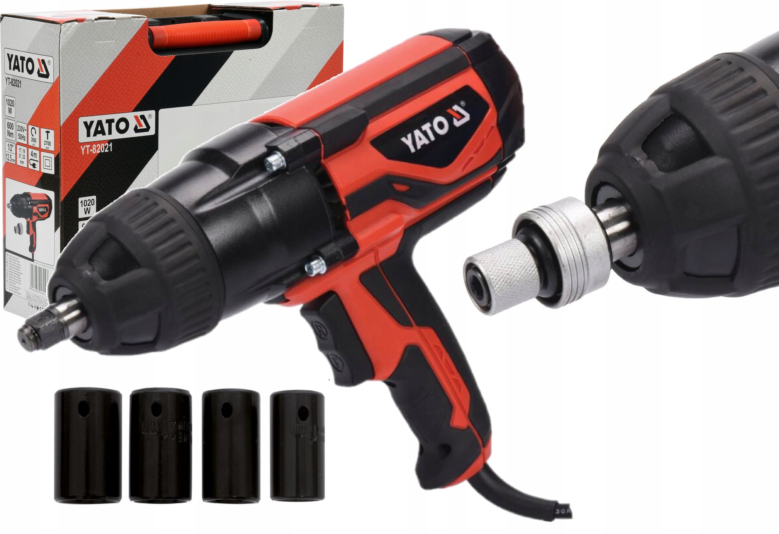 Elektrický Rázový Uťahovák 1/2" 1020 W 600 Nm 230 V Yato YT-82021