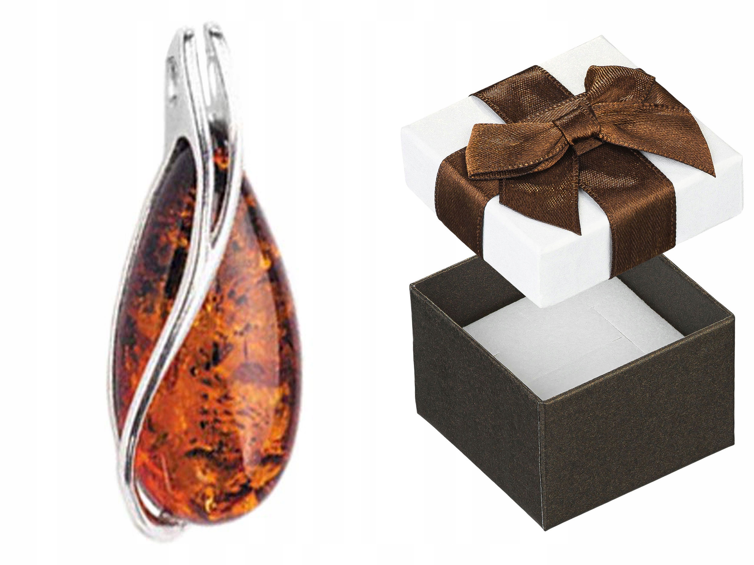 Stříbrný přívěsek Lžička s jantarem Elegantní dámský Přívěsek Kapka 925