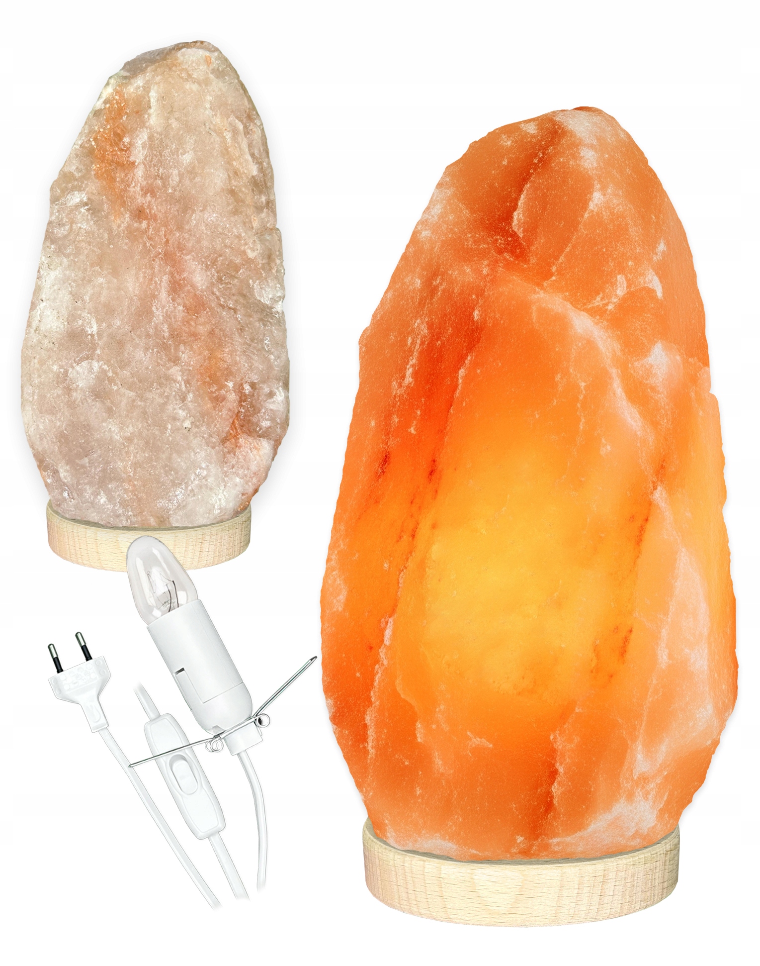 solná lampa Kłodawska Polska 4-6 Kg ionizátor na světlém Bukovém podstavci