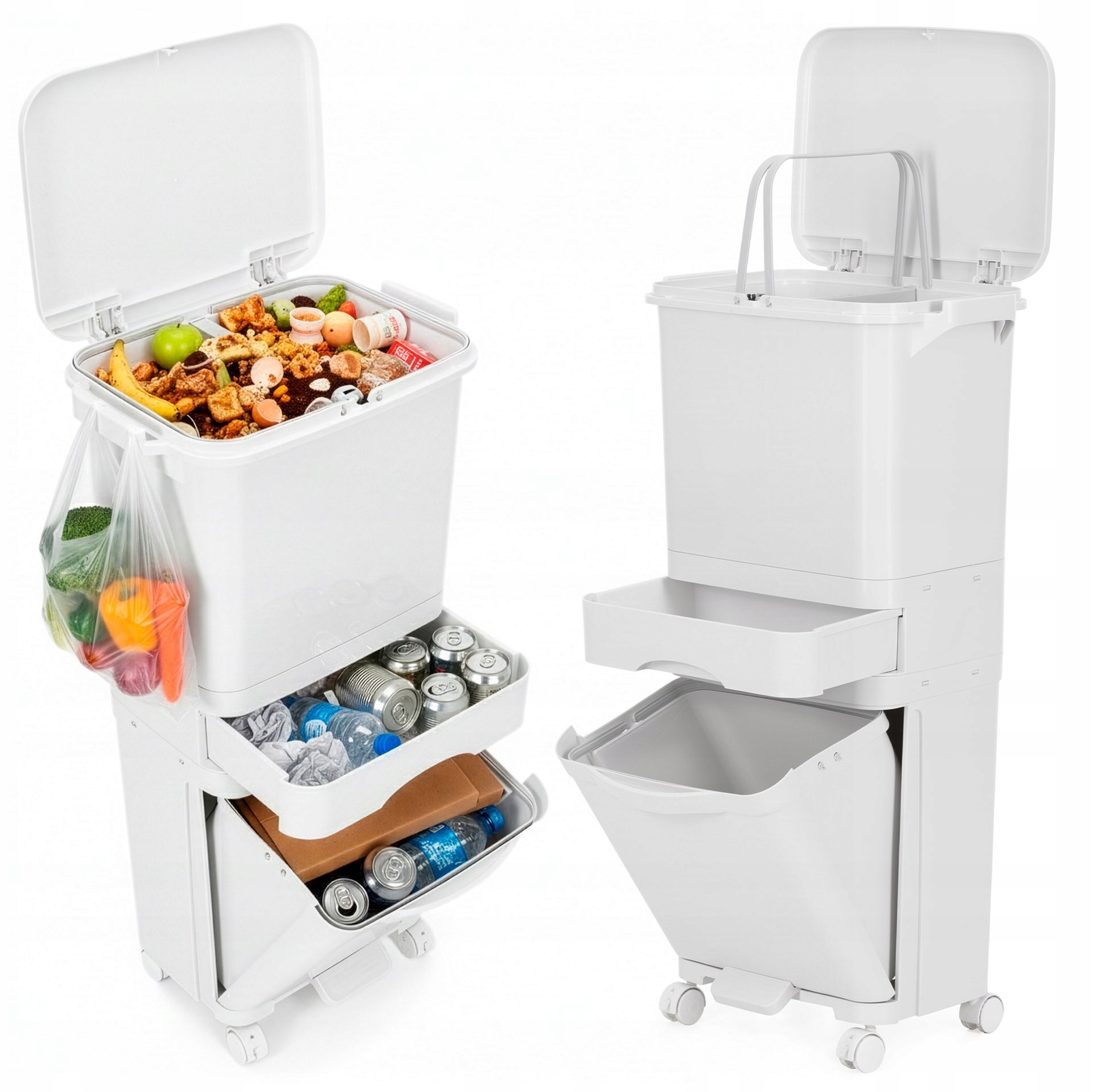 Kosz Na Śmieci Odpady Do Segregacji Odpadów Pojemnik Kubeł 3 Komory 42L