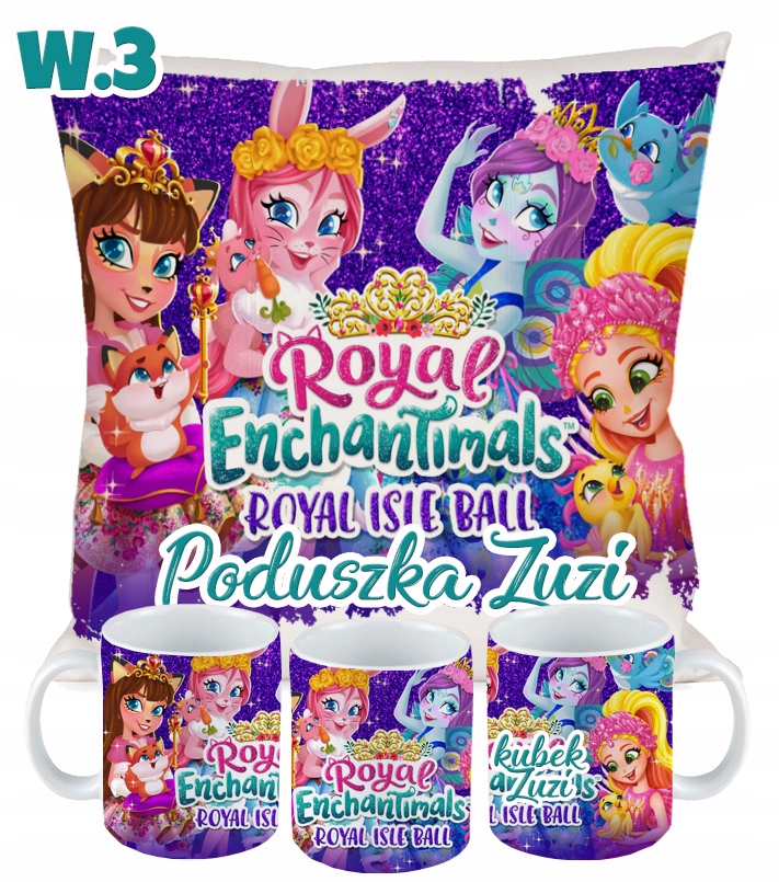 ZESTAW PODUSZKA KUBEK ENCHANTIMALS PREZENT Długość 40 cm
