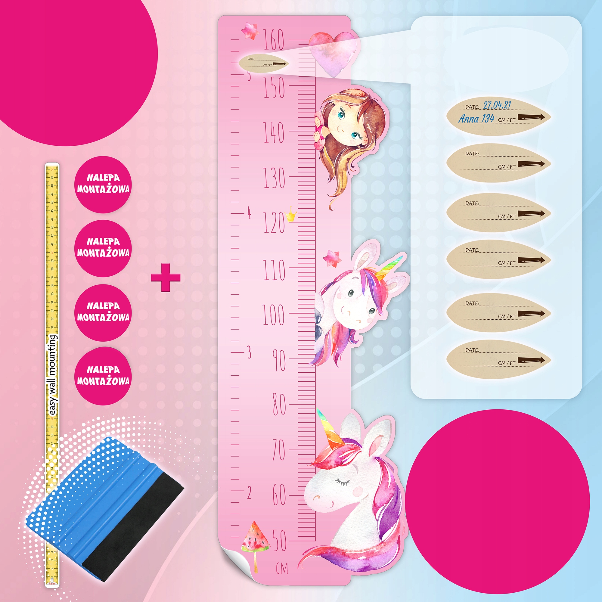 MIARKA WZROSTU naklejka na ścianę KUCYKI PONY Bohater My little pony