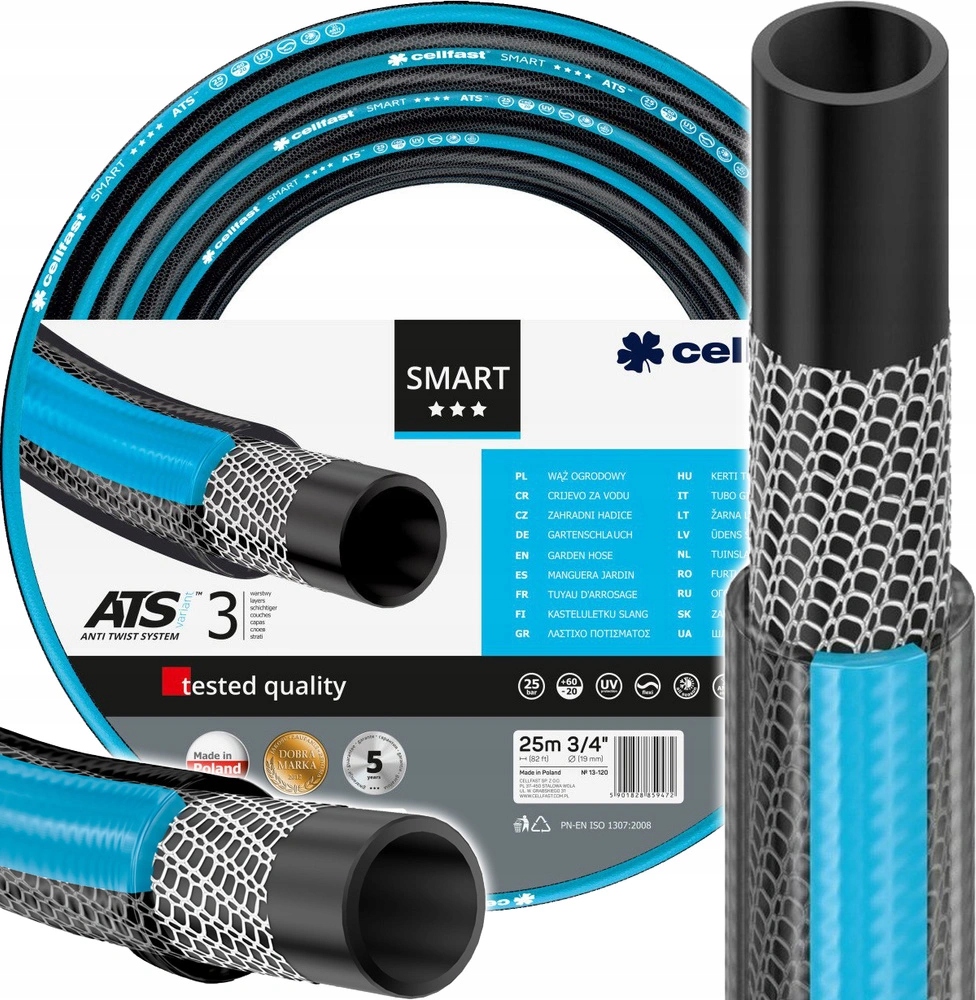 Wąż ogrodowy 3-WARSTWOWY 3/4 Cellfast Smart Ats 25m Podlewanie Ogród 13-120