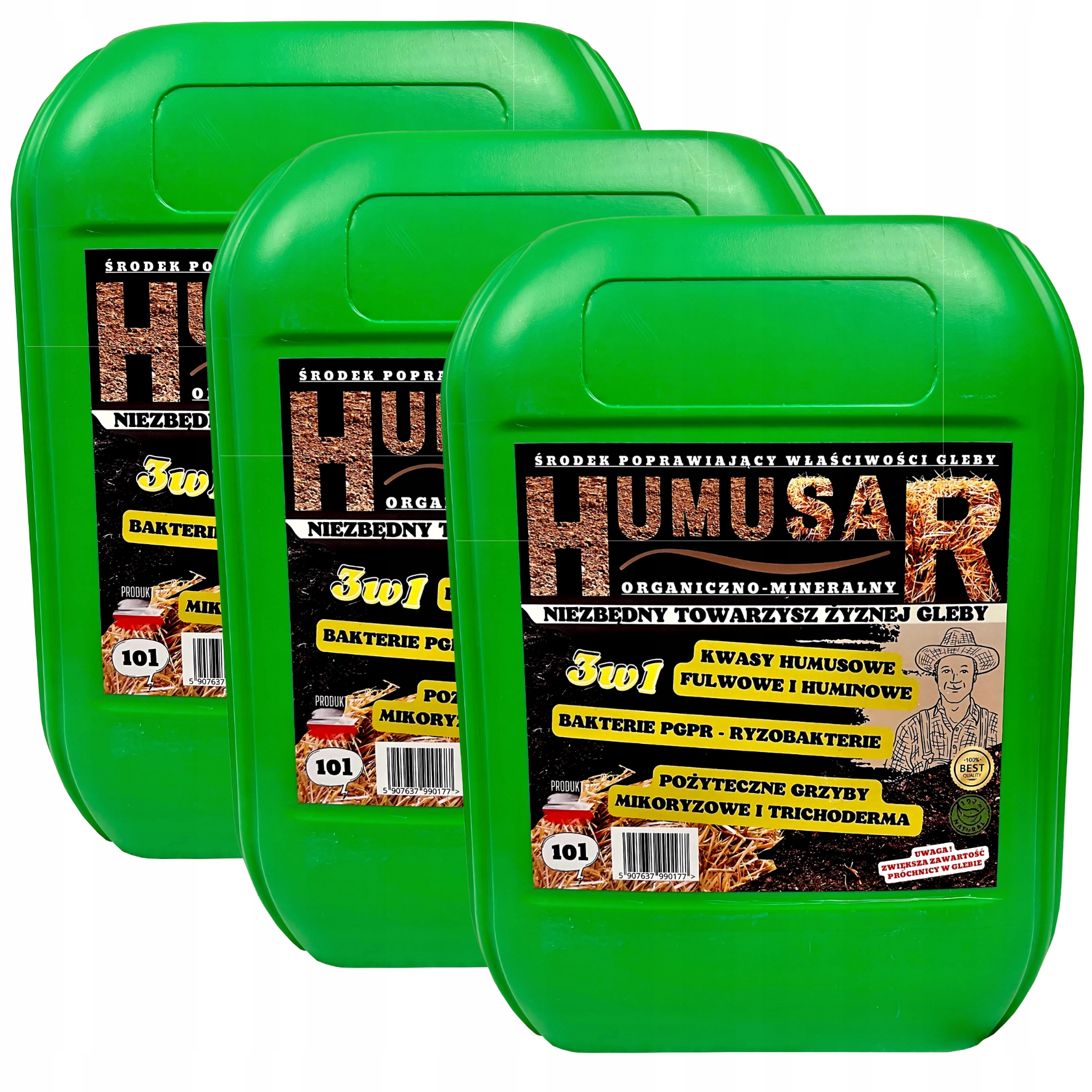 3x Organické Humusové Ekologické Kyseliny Mikoryza Trichoderma 10L/Hektar