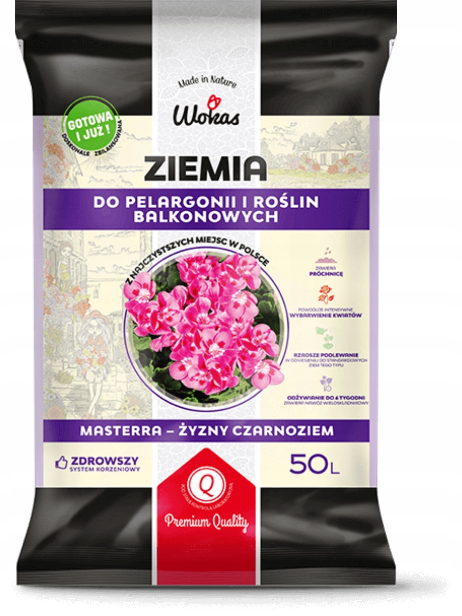 ZIEMIA DO PELARGONII ROŚLIN BALKONOWYCH 50L WOKAS