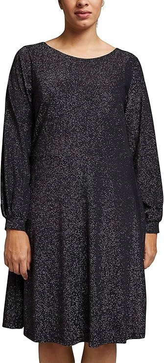 Esprit Černé Šaty S Dlouhým Rukávem A Lesklým Vzorem 52 6FA